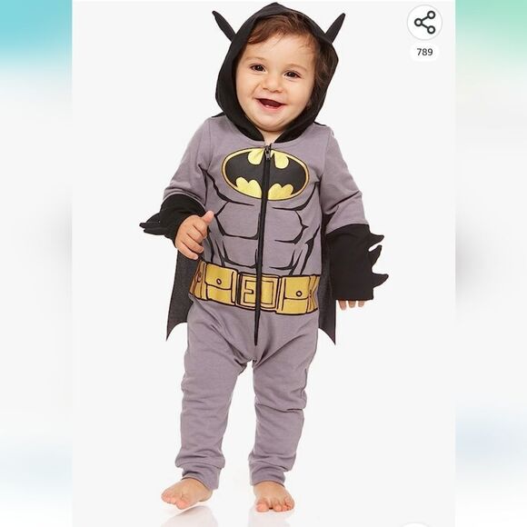 DC Comics Superhero Batman Costume – Zip Up Bodysuit with Cape 24 Months - Picture 1 of 7